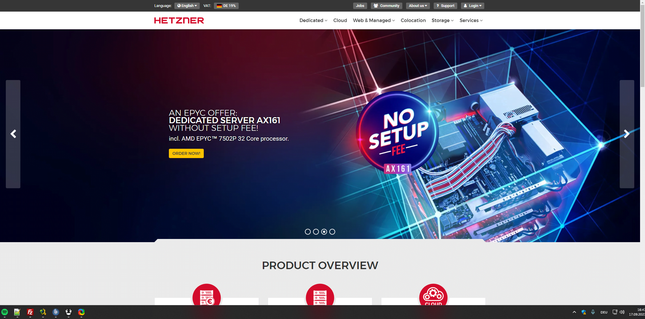 Hetzner homepage